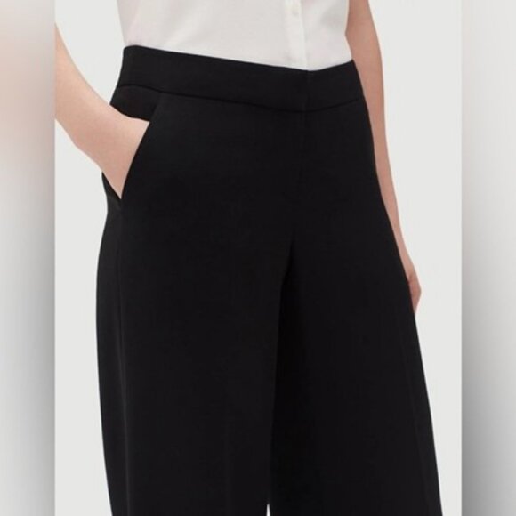 Lafayette 148 Kenmare Pants 6 Black Wide Leg High Rise Finesse Crepe Trousers - Picture 4 of 14